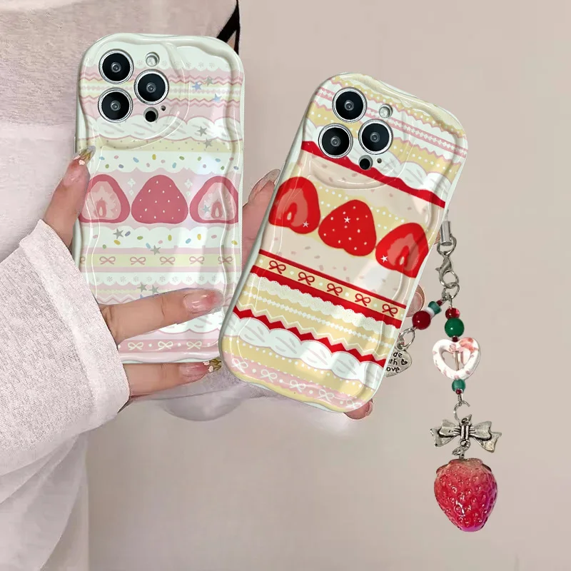 Phone Cases Pixel 10 Pro - Cute Cream Strawberry Cake Lace Bowknot