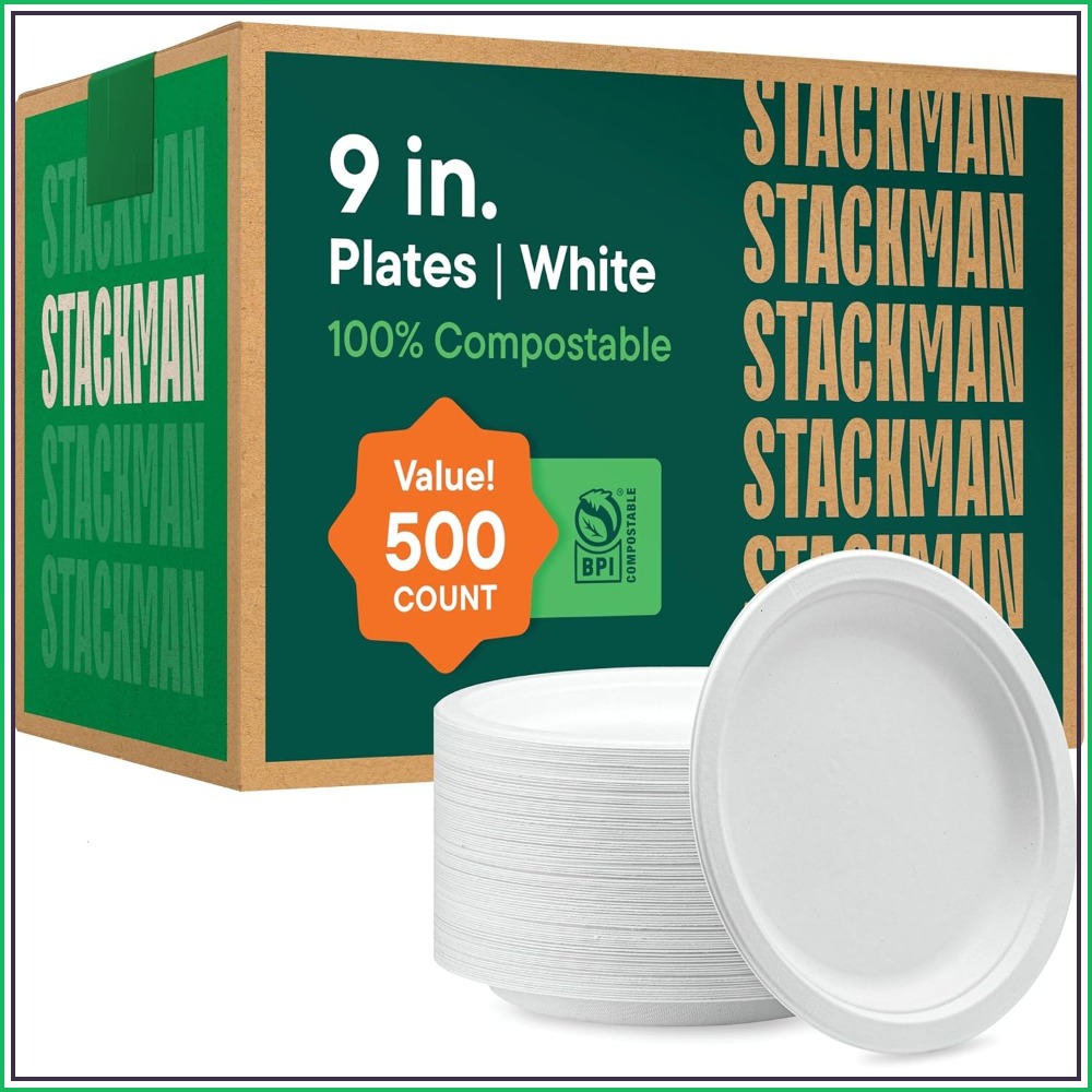 Biodegradable Eco Case - 100% Compostable Paper Plates 9 Inch