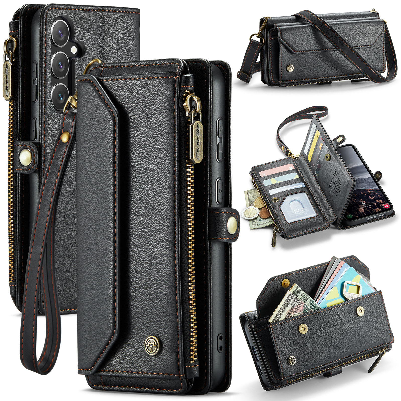 Leather Folio Wallet Case - CaseMe Luxury Crossbody Wallet Case for