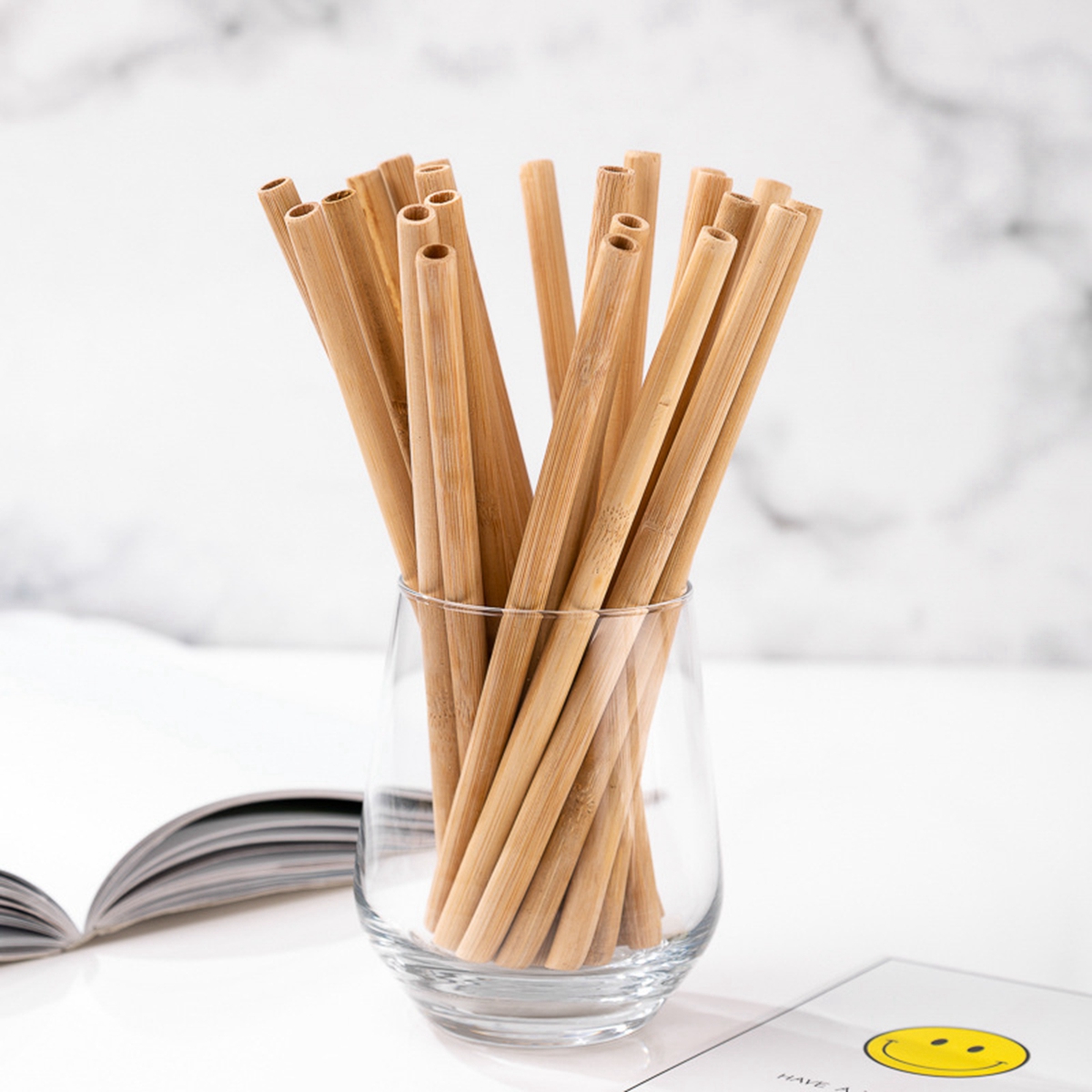 Biodegradable Eco Case - 10Pcs Natural Bamboo Straw Reusable Drinking