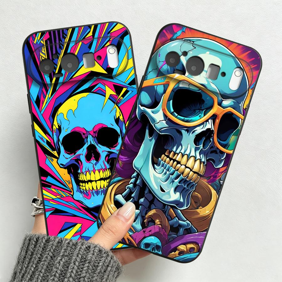 Phone Cases Pixel 10 Pro - Neon Pop Art Skull Case for