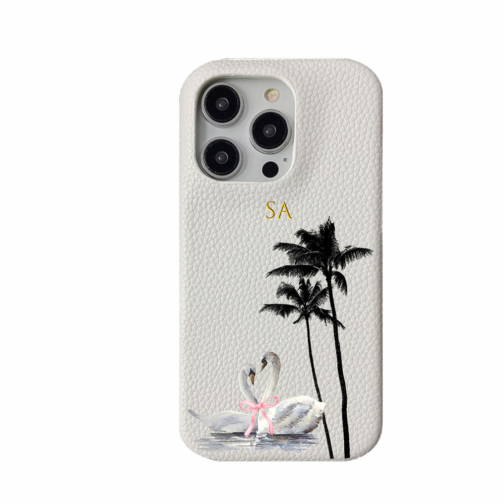 Phone Cases Zebra - Personalised Initial letters Pebble Grain Leather
