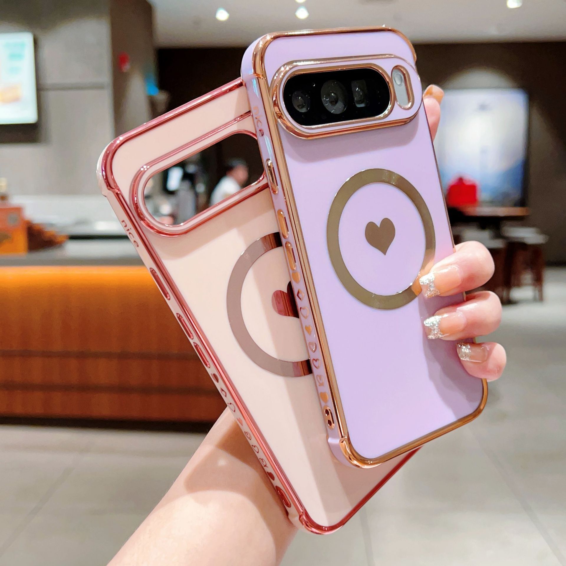 Luxury Plating Case - Luxury Plating Love Heart Pattern Soft