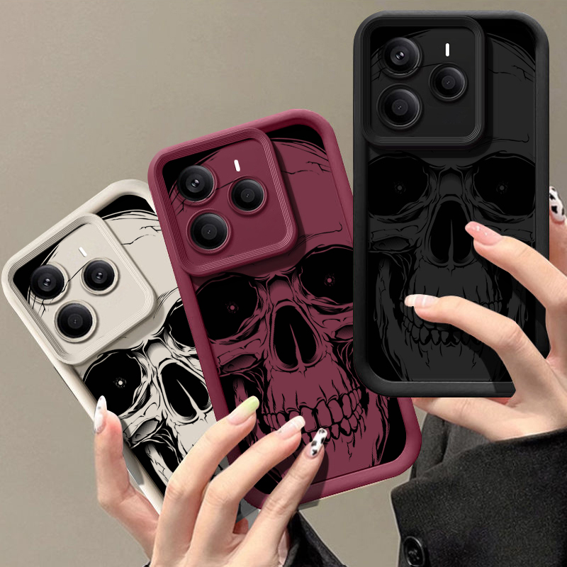 Phone Cases Redmi - Cool Black Skull Print Phone Case