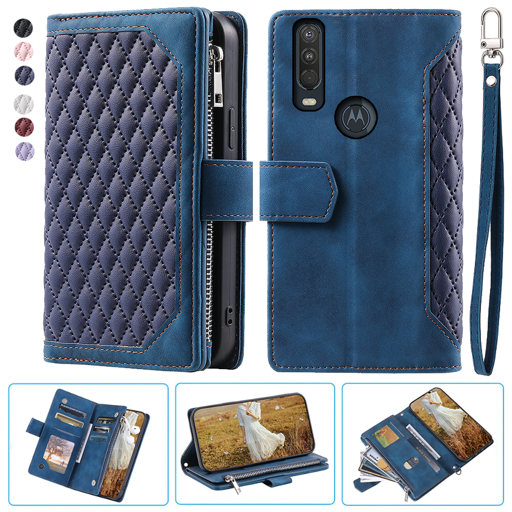 Leather Folio Wallet Case - For MOTO One Action Fashion Small