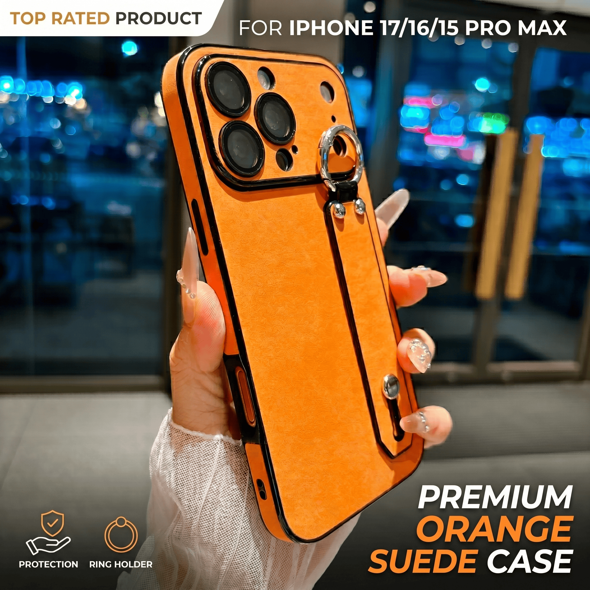 Phone Cases For Iphone 13 - Suede Leather Wrist Strap Holder Phone