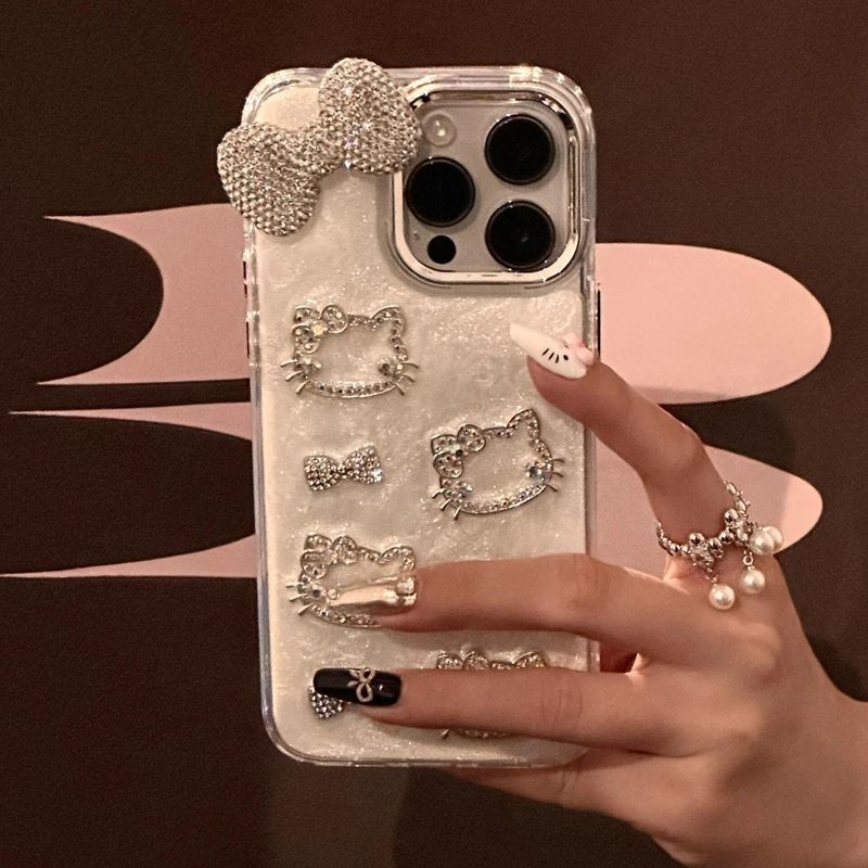 Phone Cases Cool Girl - Cartoon Hello Kitty Anime Diamond Phone