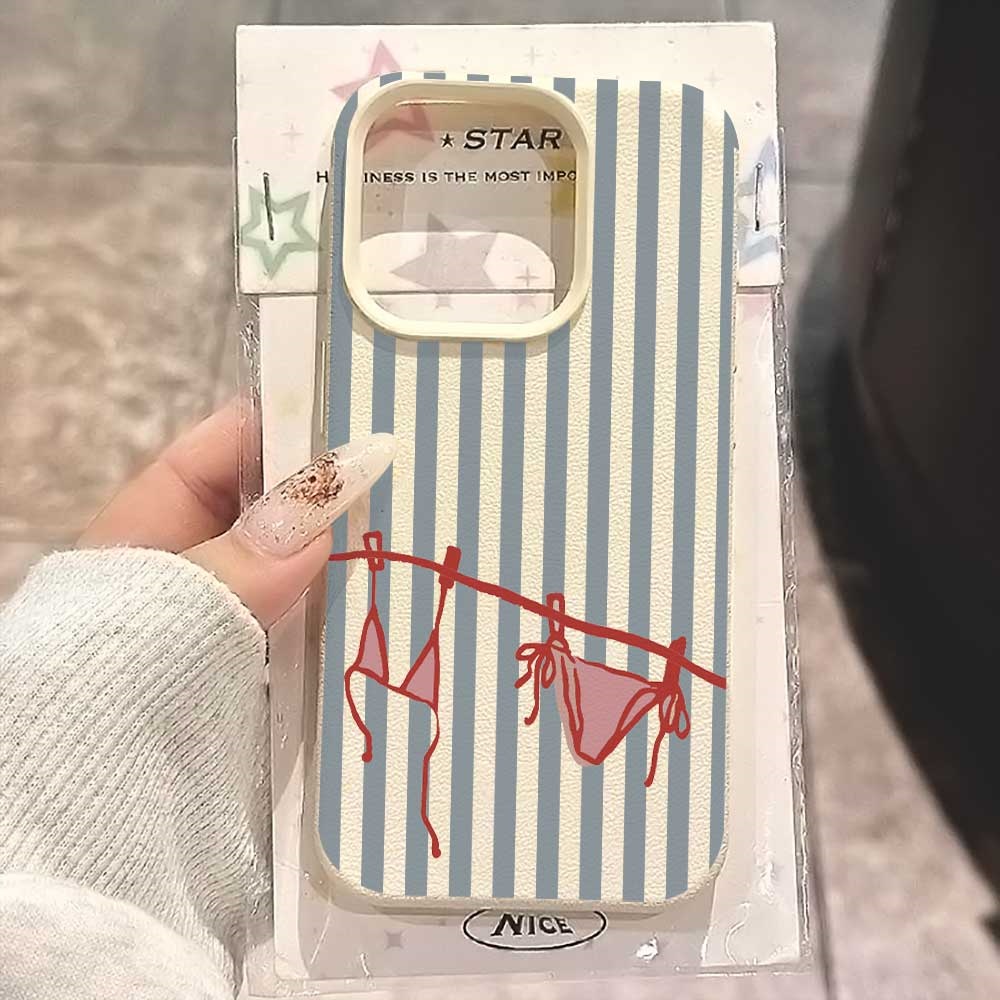 Phone Cases Durable - Blue White Striped Bikini Phone Case