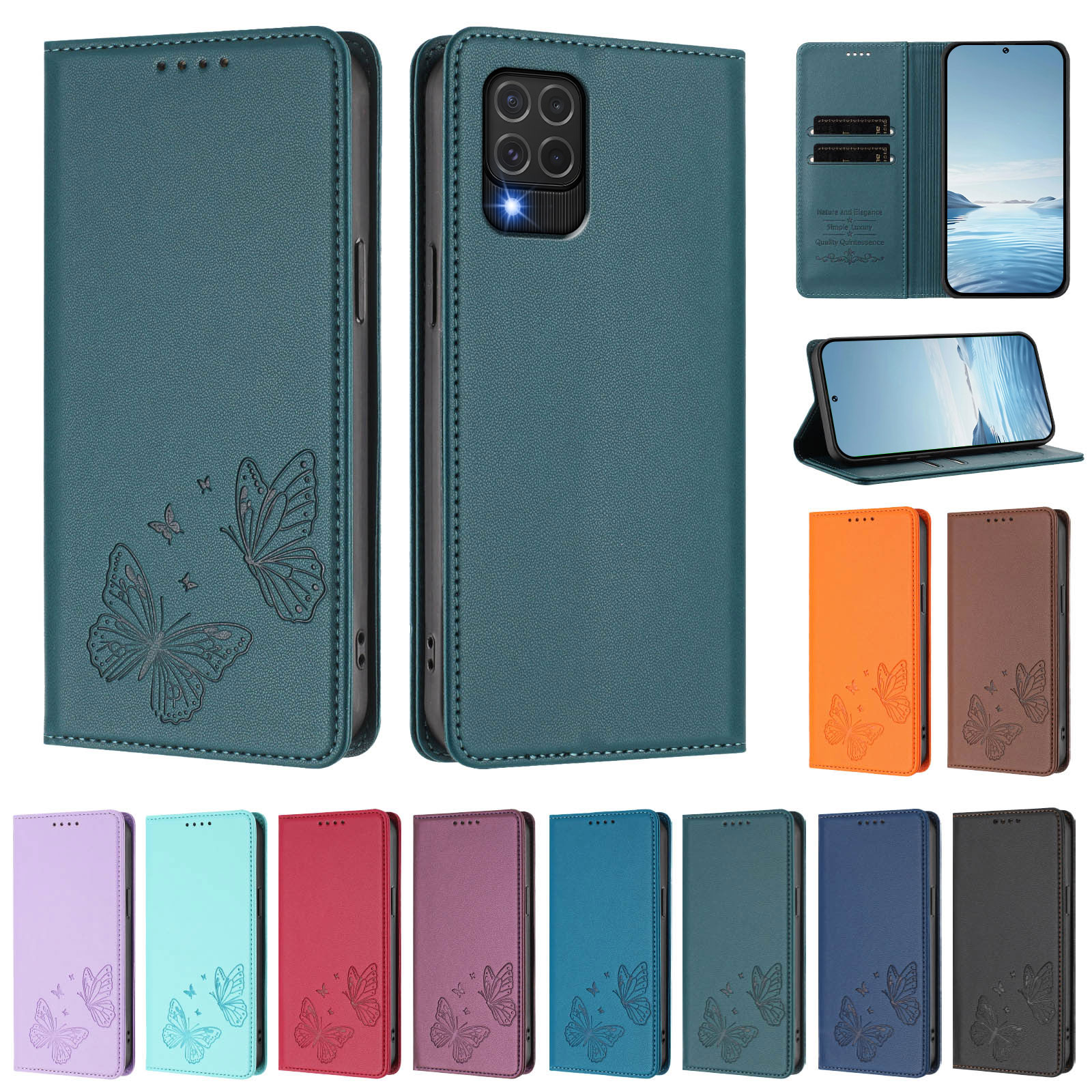 Leather Folio Wallet Case - Magnetic Leather Folio Flip Wallet Case