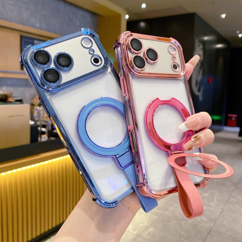 Luxury Plating Case - Tail Magnetic Ring Stand Case for