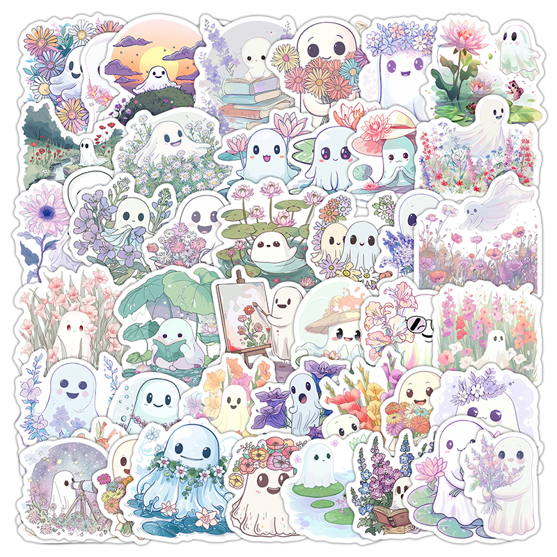 Phone Cases Kids - 50PCS Cute White Ghost Graffiti Stickers