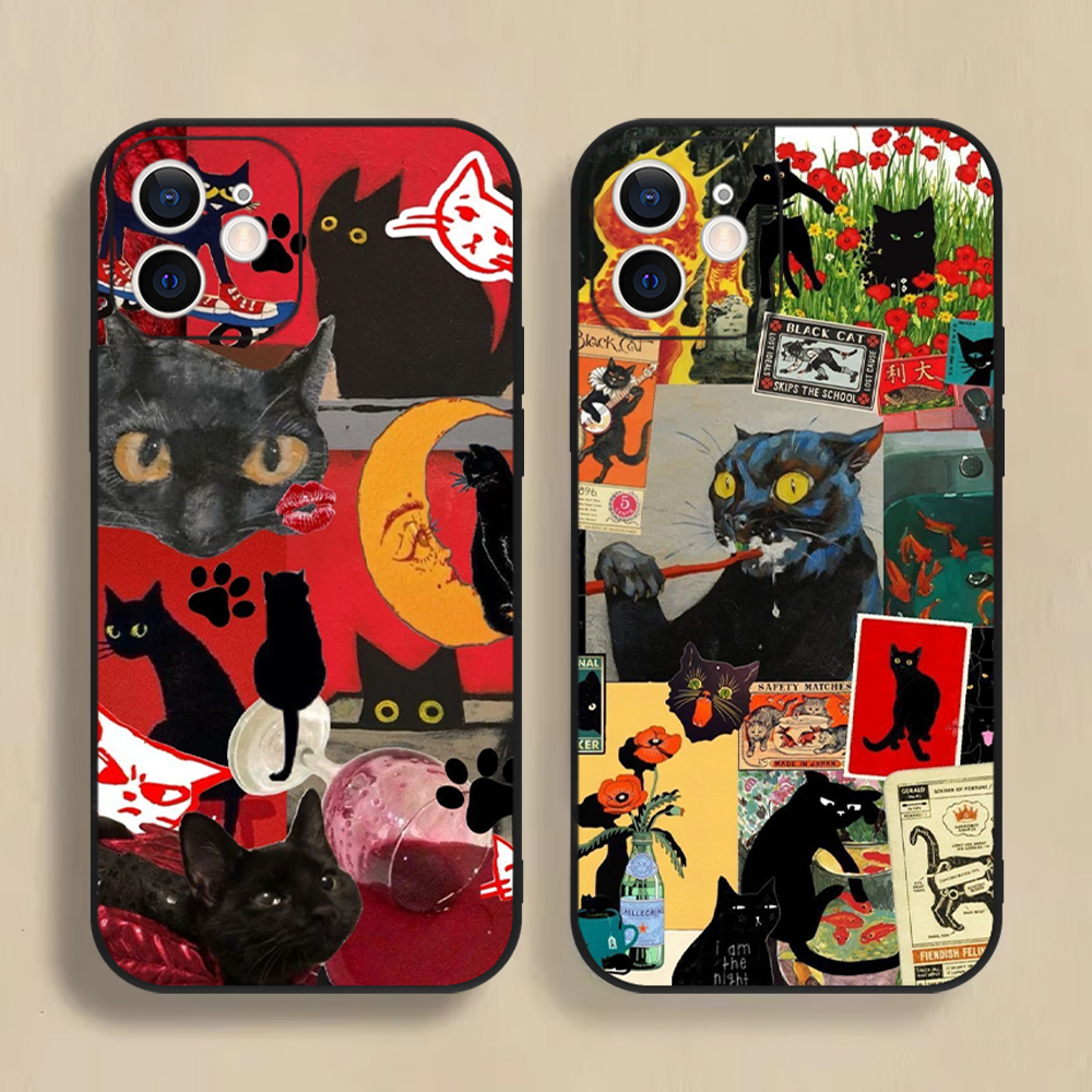 Funny Cartoon Black Cat Phone  – Phone Cases Quirky recenzja i cena