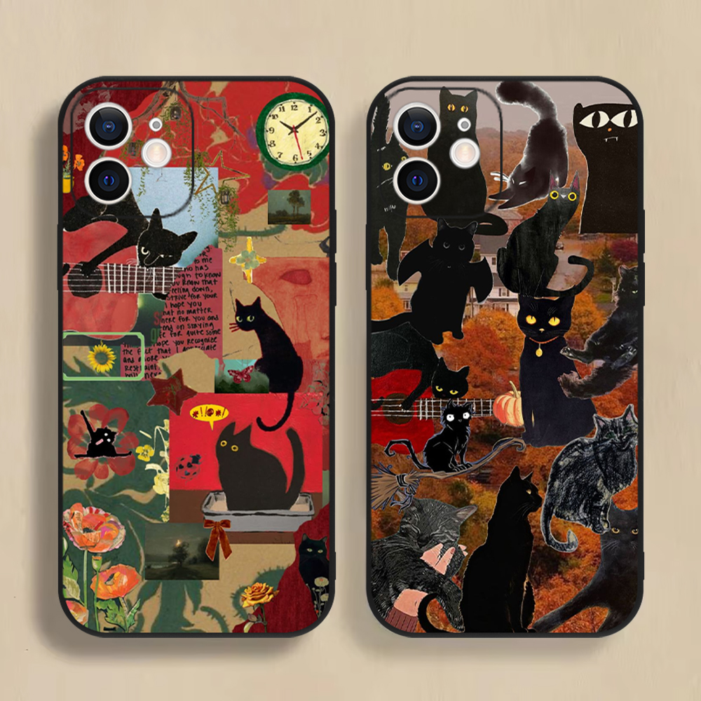 Funny Cartoon Black Cat Phone  – Phone Cases Quirky recenzja i cena