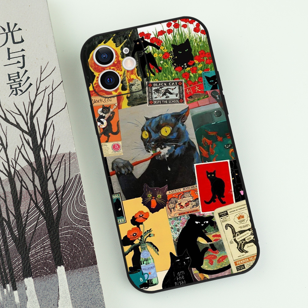 Funny Cartoon Black Cat Phone  – Phone Cases Quirky recenzja i cena