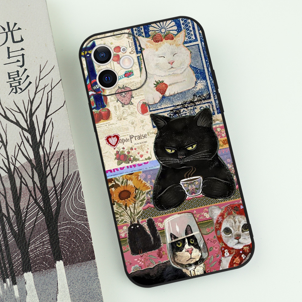Funny Cartoon Black Cat Phone  – Phone Cases Quirky recenzja i cena
