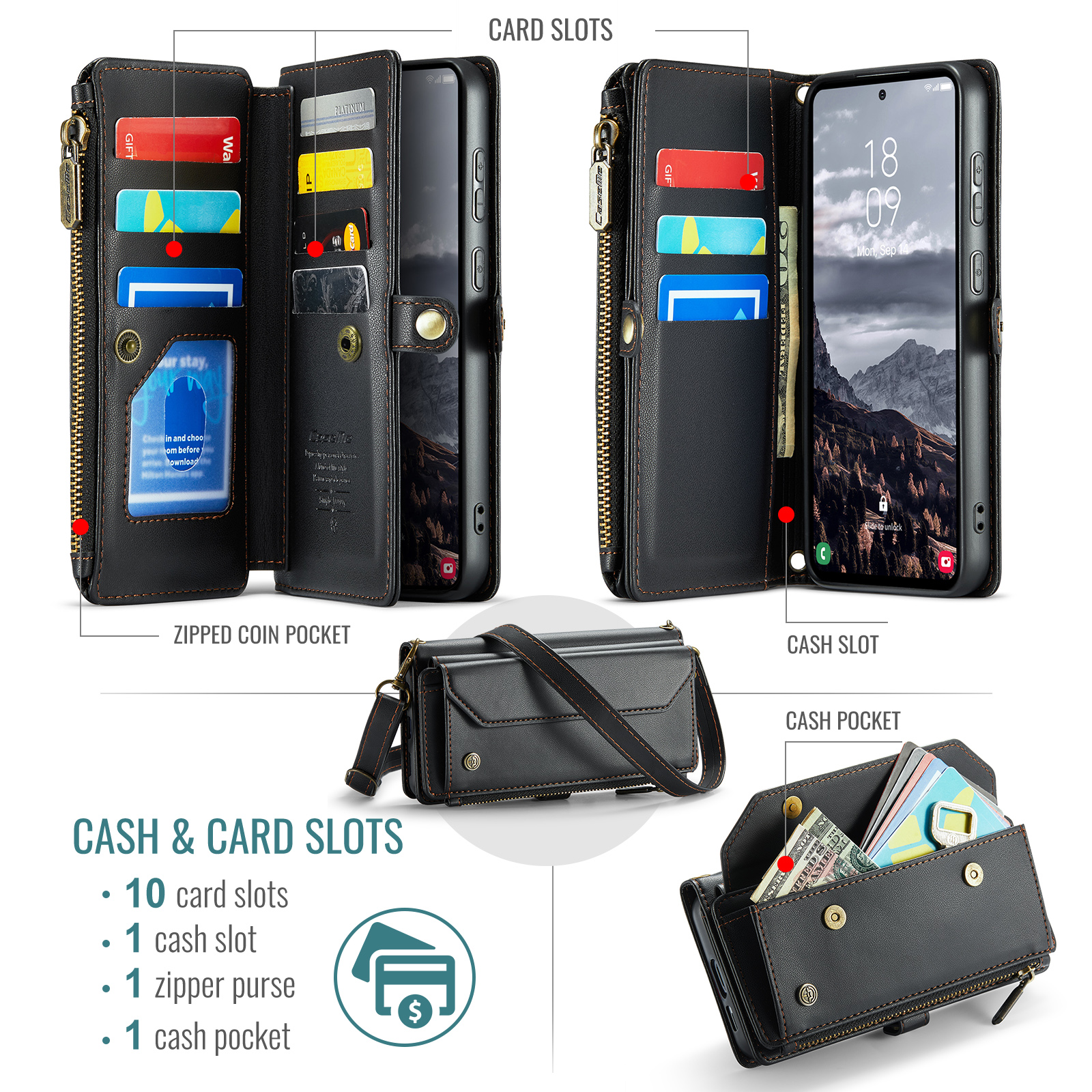 CaseMe Luxury Crossbody Wallet – Leather Folio Wallet Case recenzja i cena
