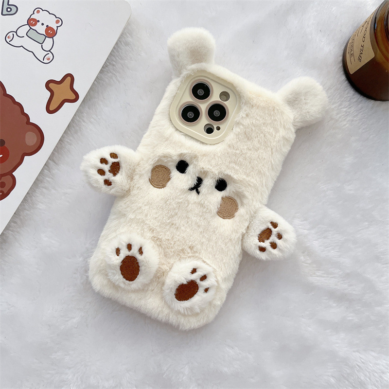 Korean 3D Cartoon Bear Fluffy  – Phone Cases For Iphone 13 recenzja i cena