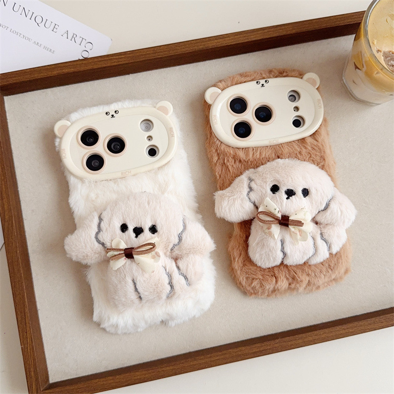 3D Cartoon Bowknot Puppy Warm  – Phone Cases For Iphone 13 recenzja i cena