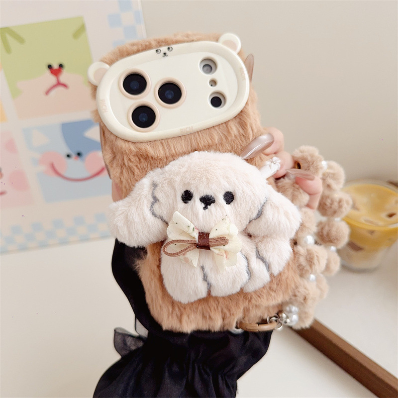 3D Cartoon Bowknot Puppy Warm  – Phone Cases For Iphone 13 recenzja i cena