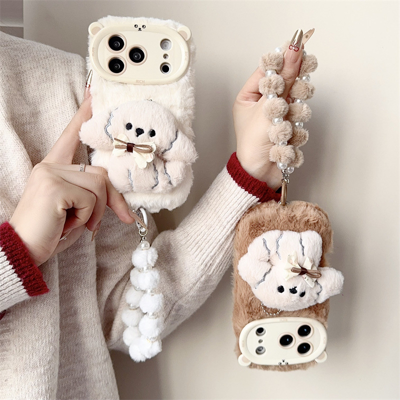 3D Cartoon Bowknot Puppy Warm  – Phone Cases For Iphone 13 recenzja i cena