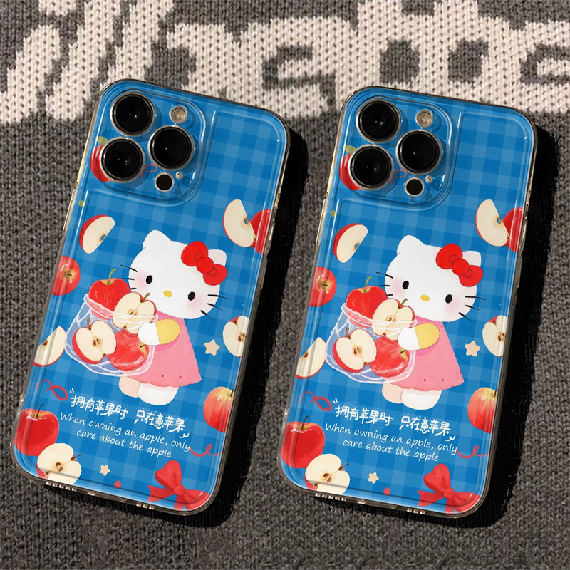 Cute Sanrio Blue Plaid Helloki – Phone Cases Hello Kitty recenzja i cena