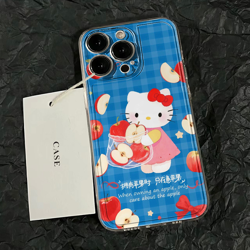 Cute Sanrio Blue Plaid Helloki – Phone Cases Hello Kitty recenzja i cena