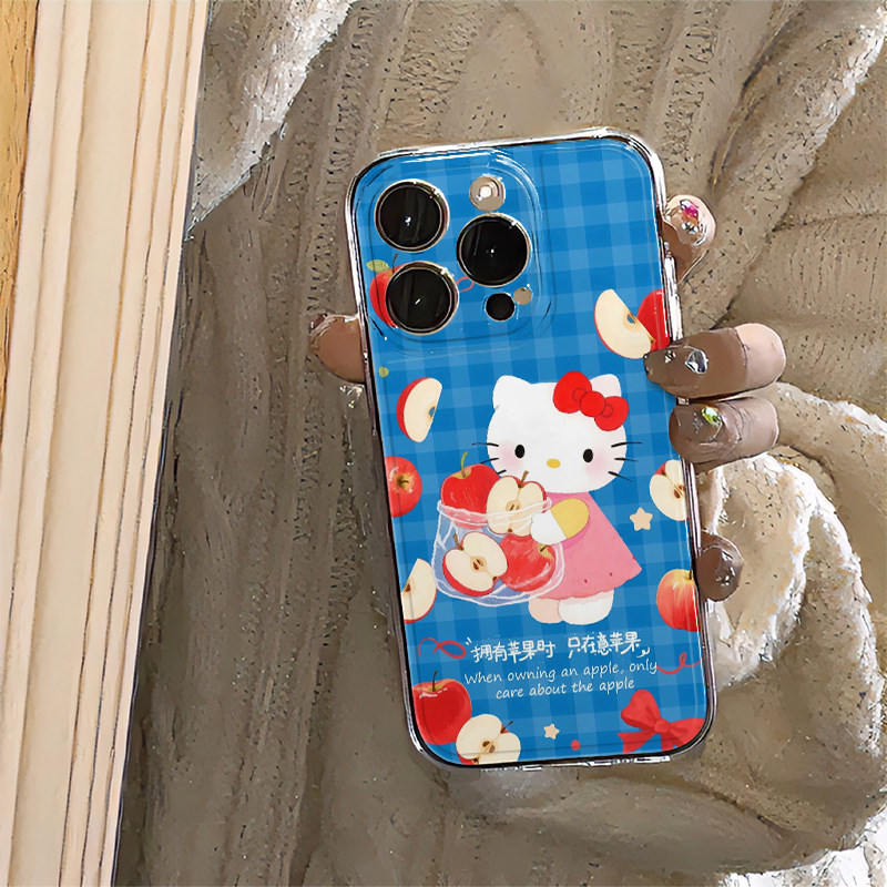Cute Sanrio Blue Plaid Helloki – Phone Cases Hello Kitty recenzja i cena