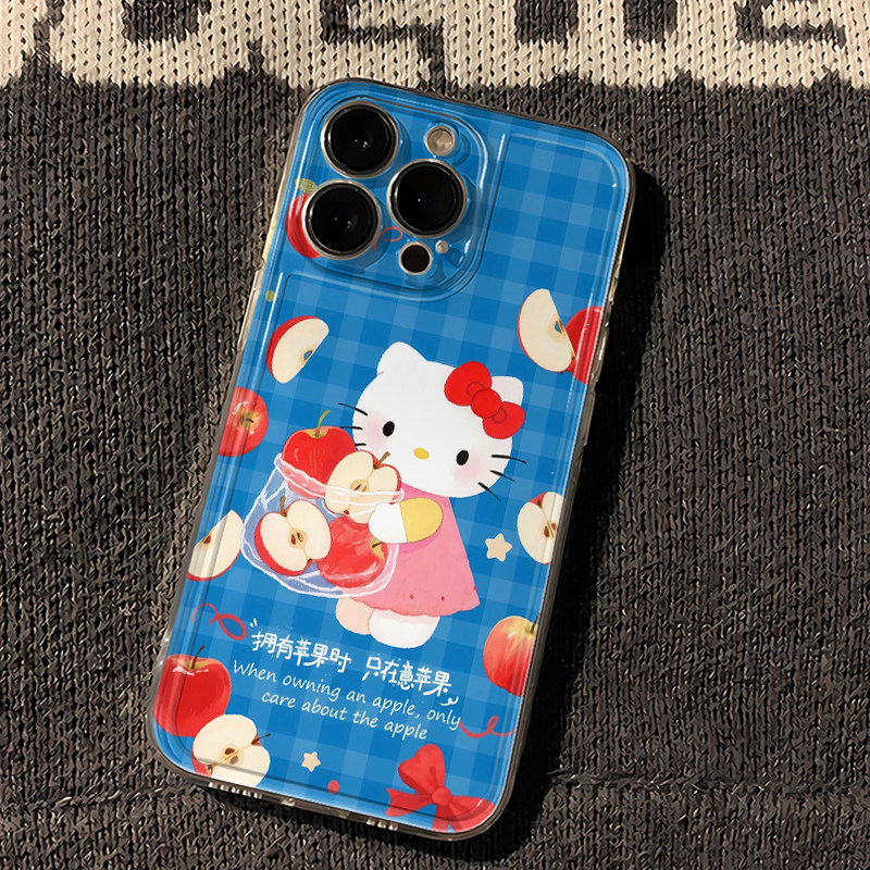 Cute Sanrio Blue Plaid Helloki – Phone Cases Hello Kitty recenzja i cena