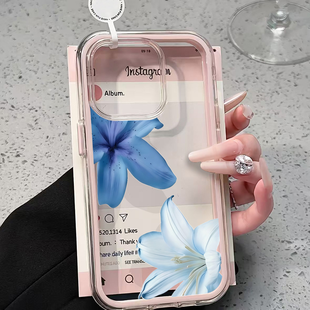 Blue Lily Flower Clear Phone C – Phone Cases Durable recenzja i cena