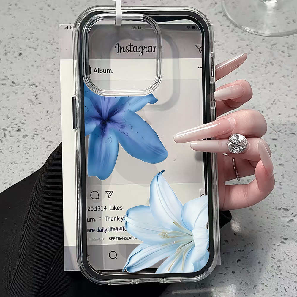 Blue Lily Flower Clear Phone C – Phone Cases Durable recenzja i cena