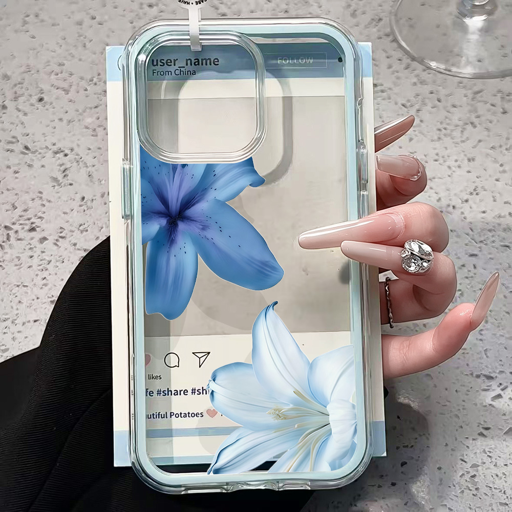 Blue Lily Flower Clear Phone C – Phone Cases Durable recenzja i cena
