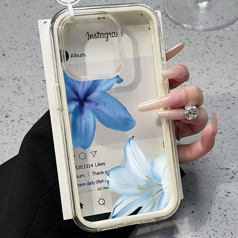 Blue Lily Flower Clear Phone C – Phone Cases Durable recenzja i cena