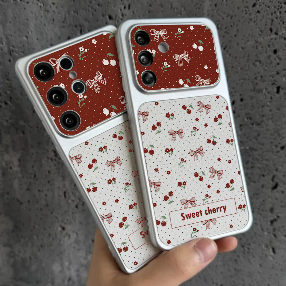 Red Cherry Bow And Flower Leat – Phone Cases Leather recenzja i cena