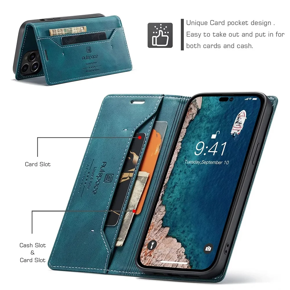 Leather Cases for IPhone 16 15 – Leather Folio Wallet Case recenzja i cena