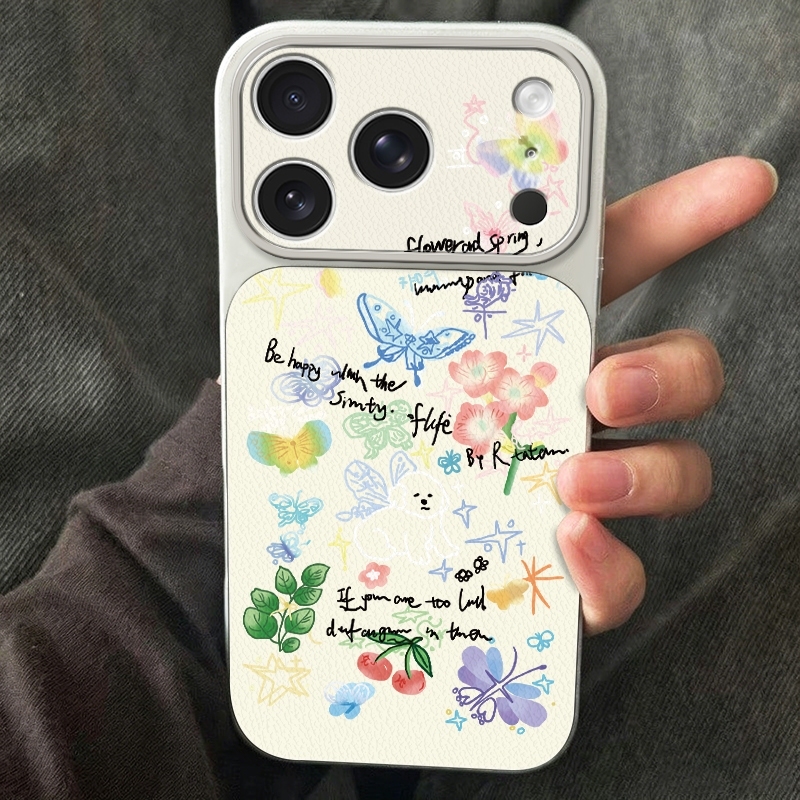 Crayon Doodle Butterfly Floral – Phone Cases Leather recenzja i cena