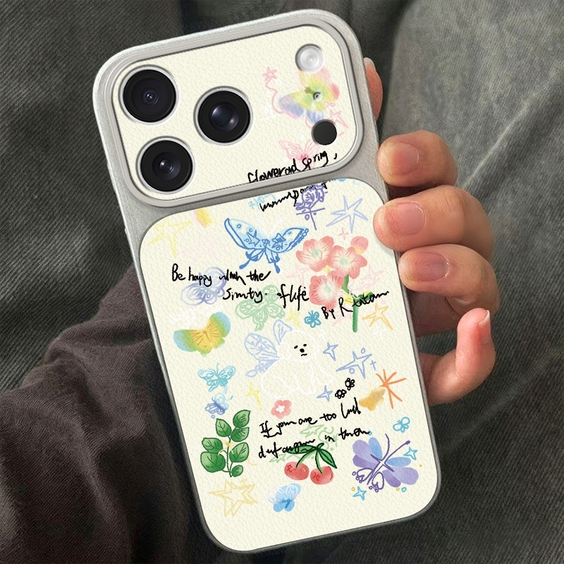 Crayon Doodle Butterfly Floral – Phone Cases Leather recenzja i cena