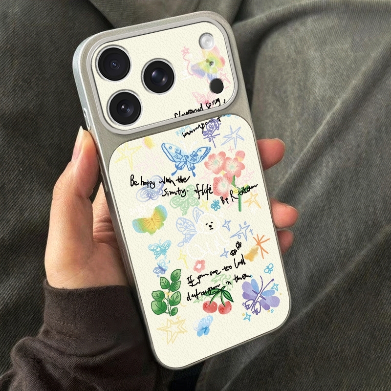 Crayon Doodle Butterfly Floral – Phone Cases Leather recenzja i cena