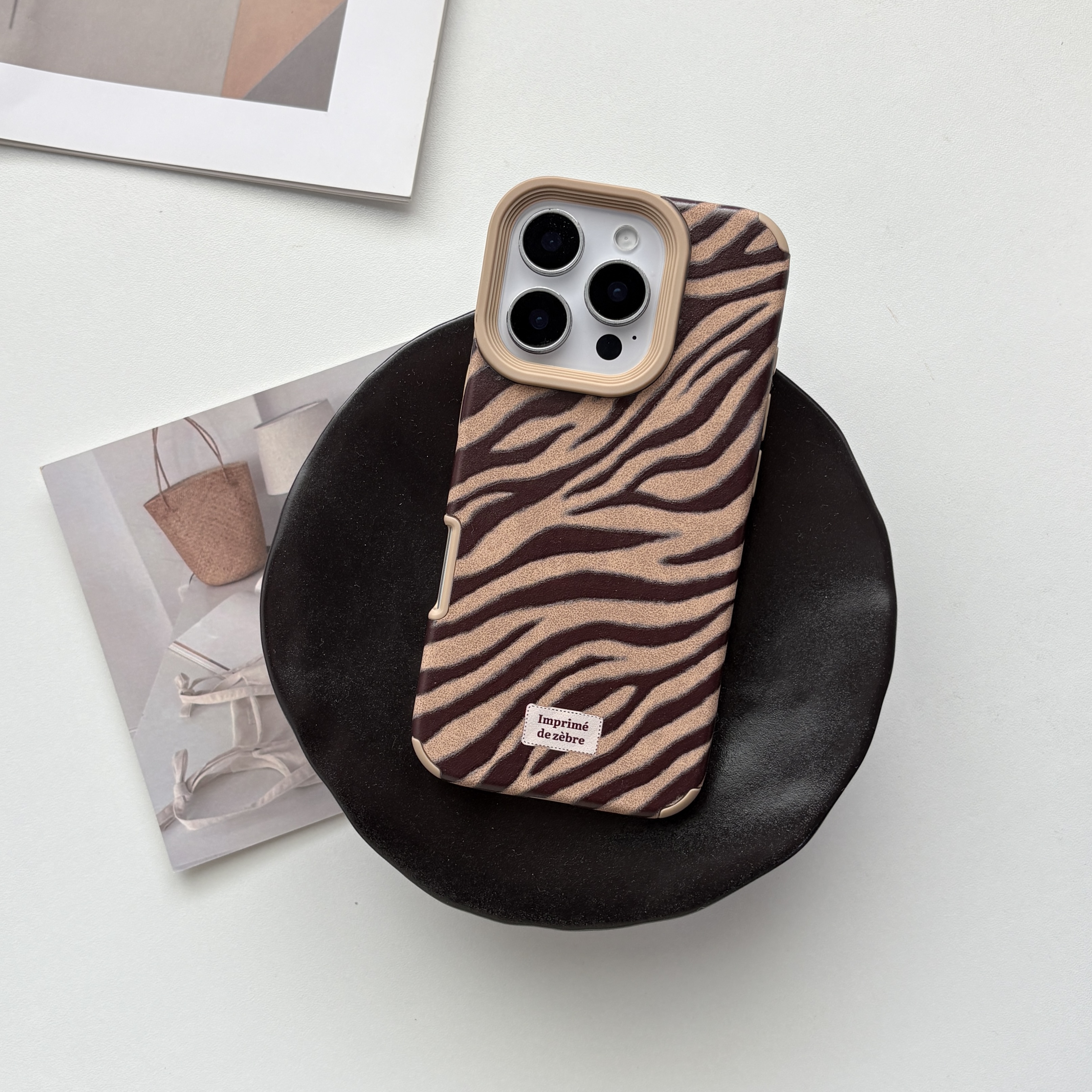 Retro Brown Faux Leather Zebra – Phone Cases Zebra recenzja i cena