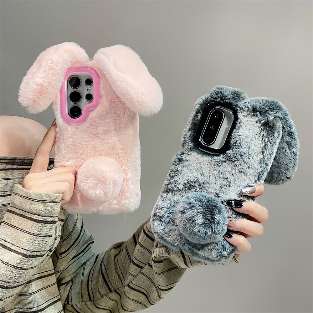 Cute Rabbit Ears Fluffy Stand  – Phone Cases Samsung recenzja i cena