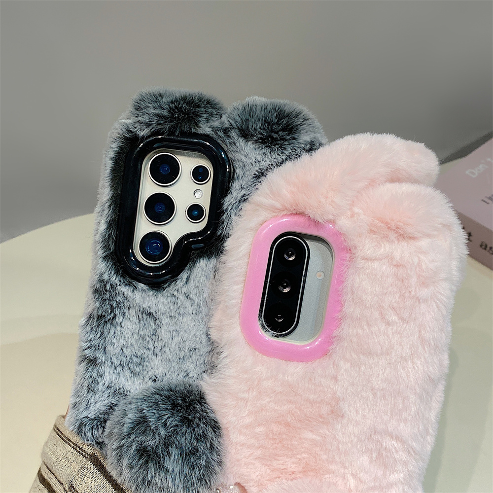 Cute Rabbit Ears Fluffy Stand  – Phone Cases Samsung recenzja i cena